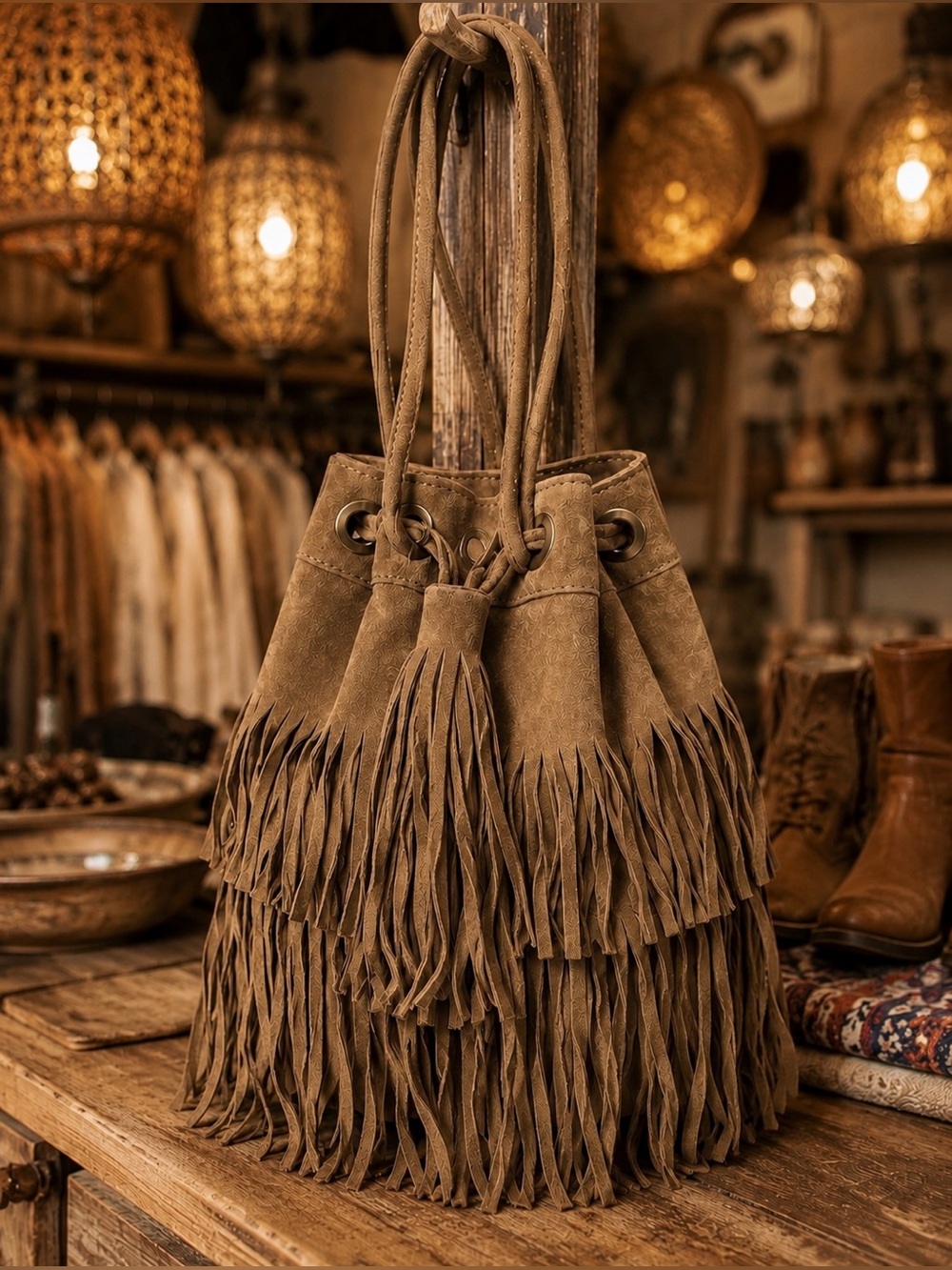 ZARA Authentic Leather Fringe Bucket Shoulder Bag BNWT Boho Western SOLD OUT!🔥